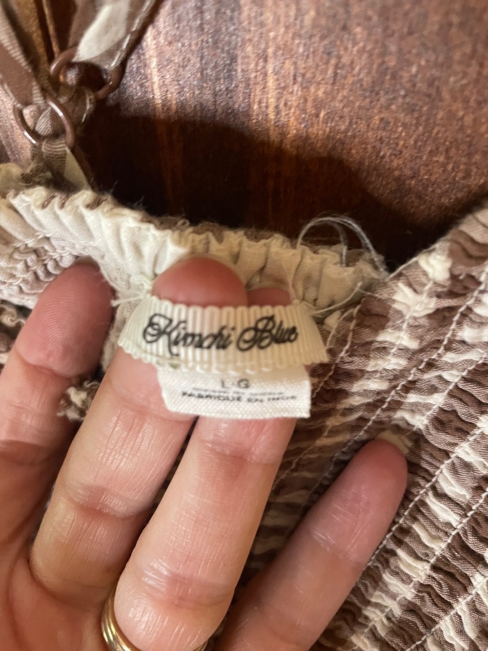 Kimchi Blue Brown Gingham Smocked Maxi Dress SzL - Picture 2 of 12